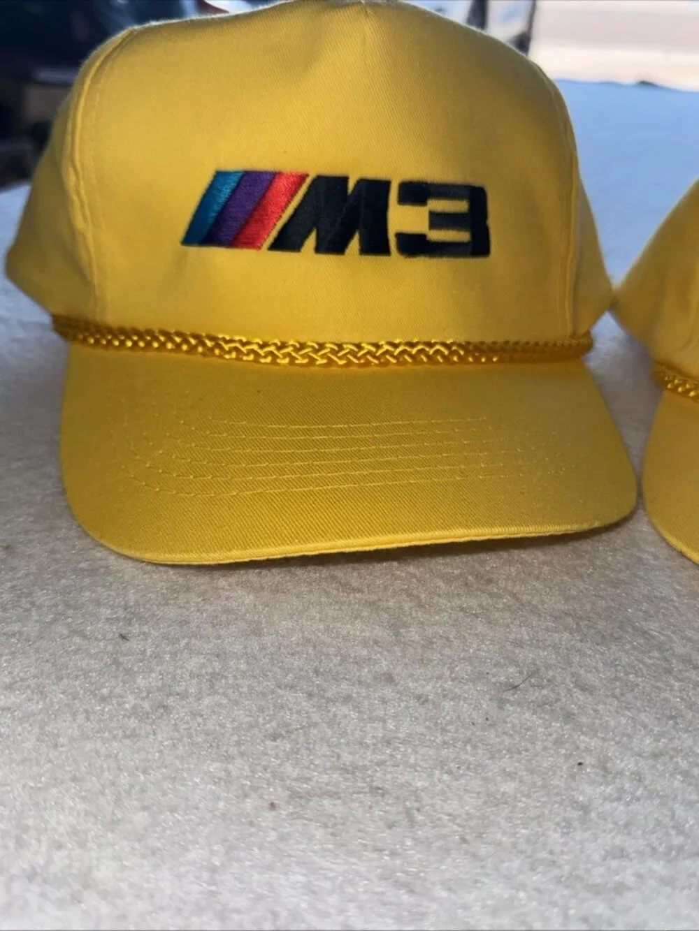Vintage 90s BMW M3 Motorsport Yellow Rope Hat NOS